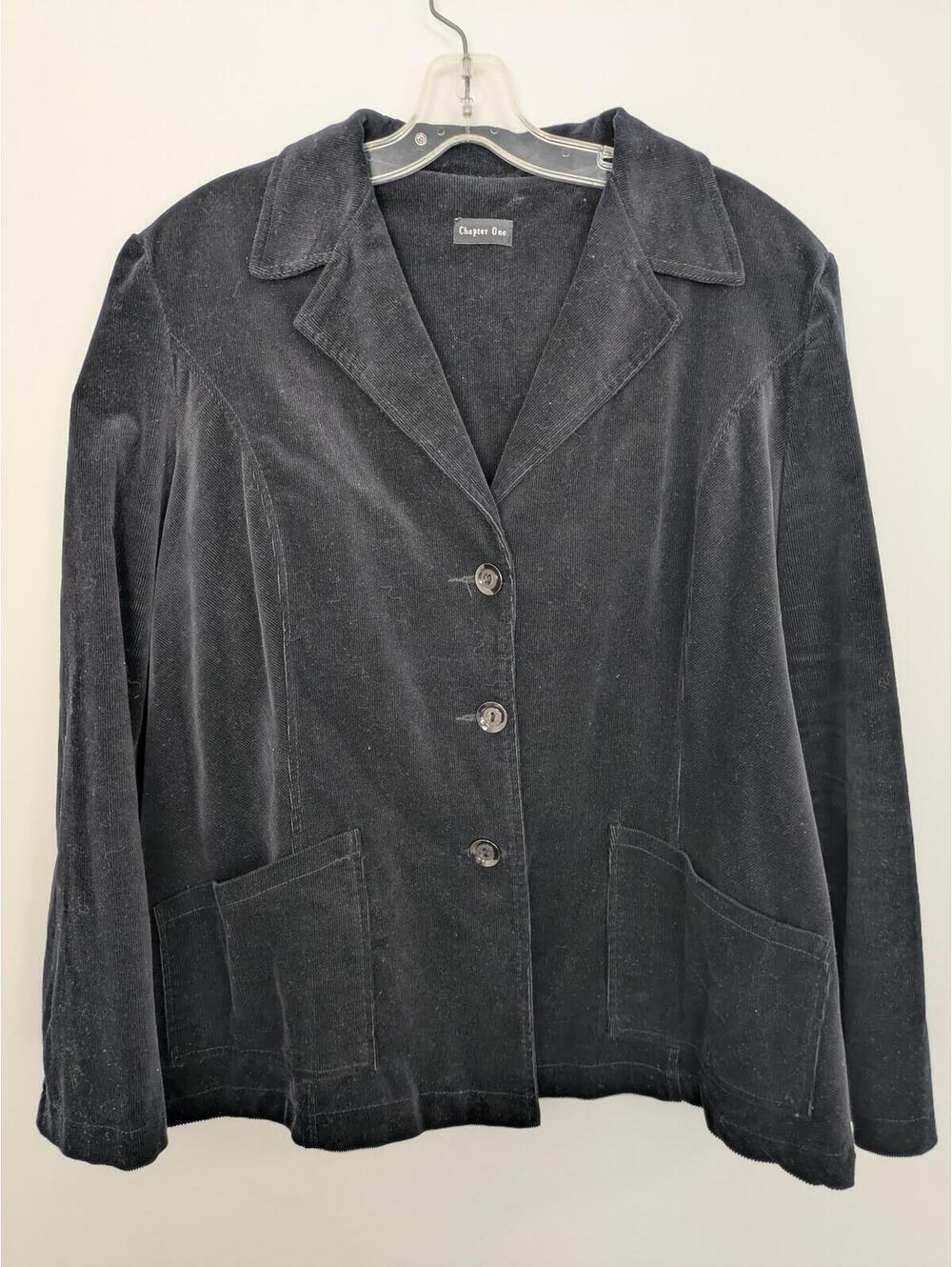 Chapter One Black Corduroy Blazer Jacket Size XL Business Casual Dark Academia